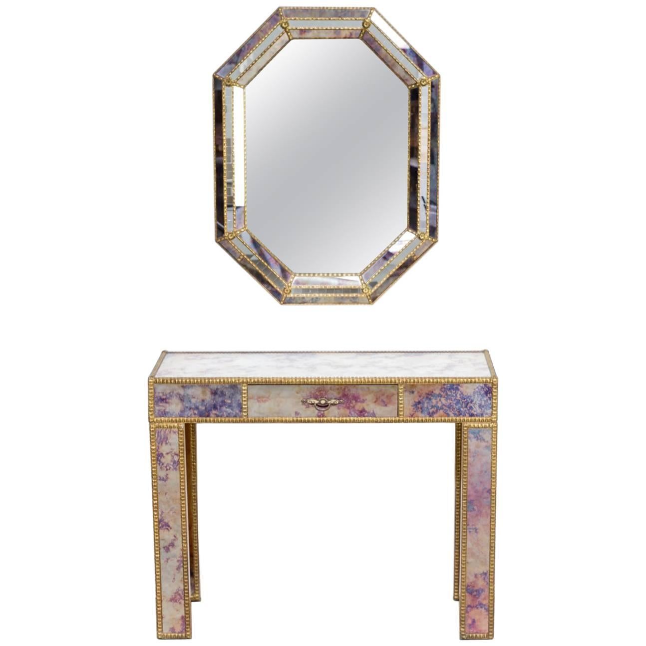 1960s Dressing Table with Mirror in Regency Style For Sale