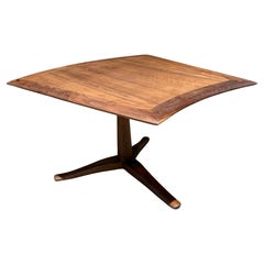 1960s Drexel Barney Flagg Walnut Wedge Tripod Table