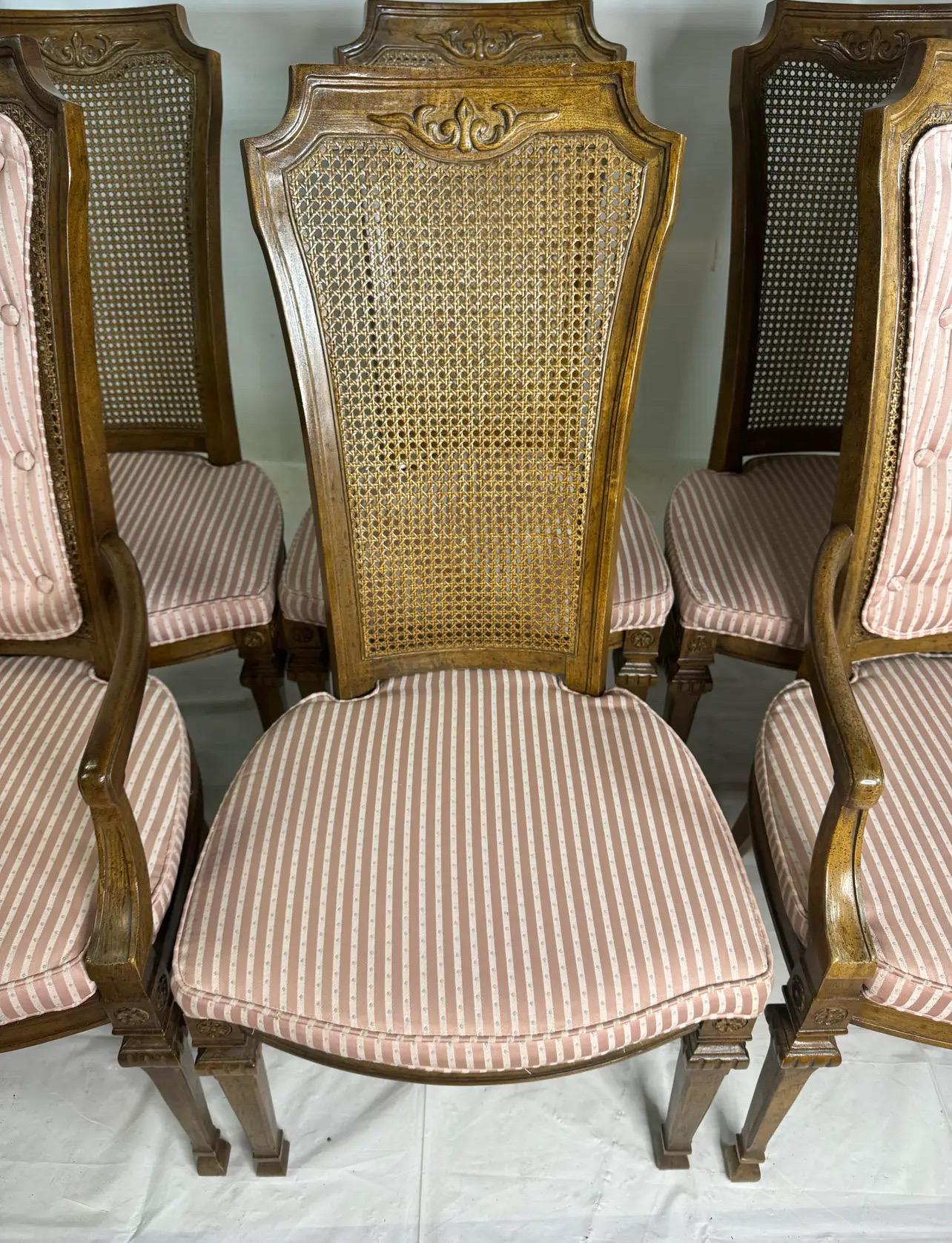 Mid-Century Modern 1960s Drexel Cane Back Dining Chairs- Set of 6 en vente