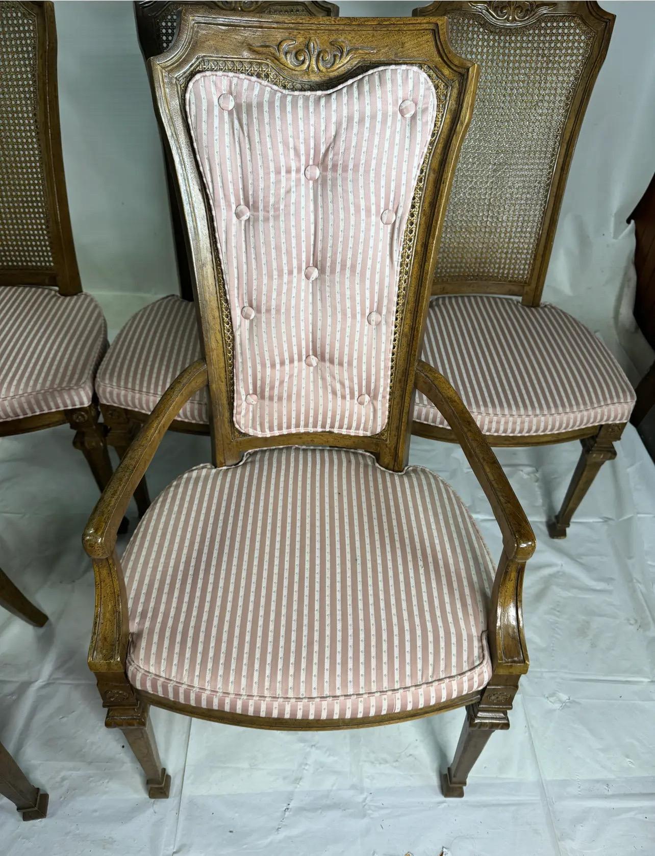 Américain 1960s Drexel Cane Back Dining Chairs- Set of 6 en vente
