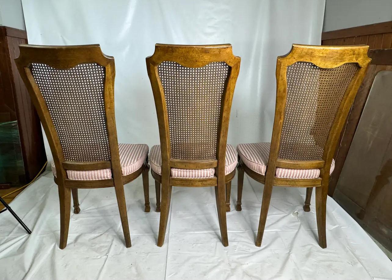 Milieu du XXe siècle 1960s Drexel Cane Back Dining Chairs- Set of 6 en vente