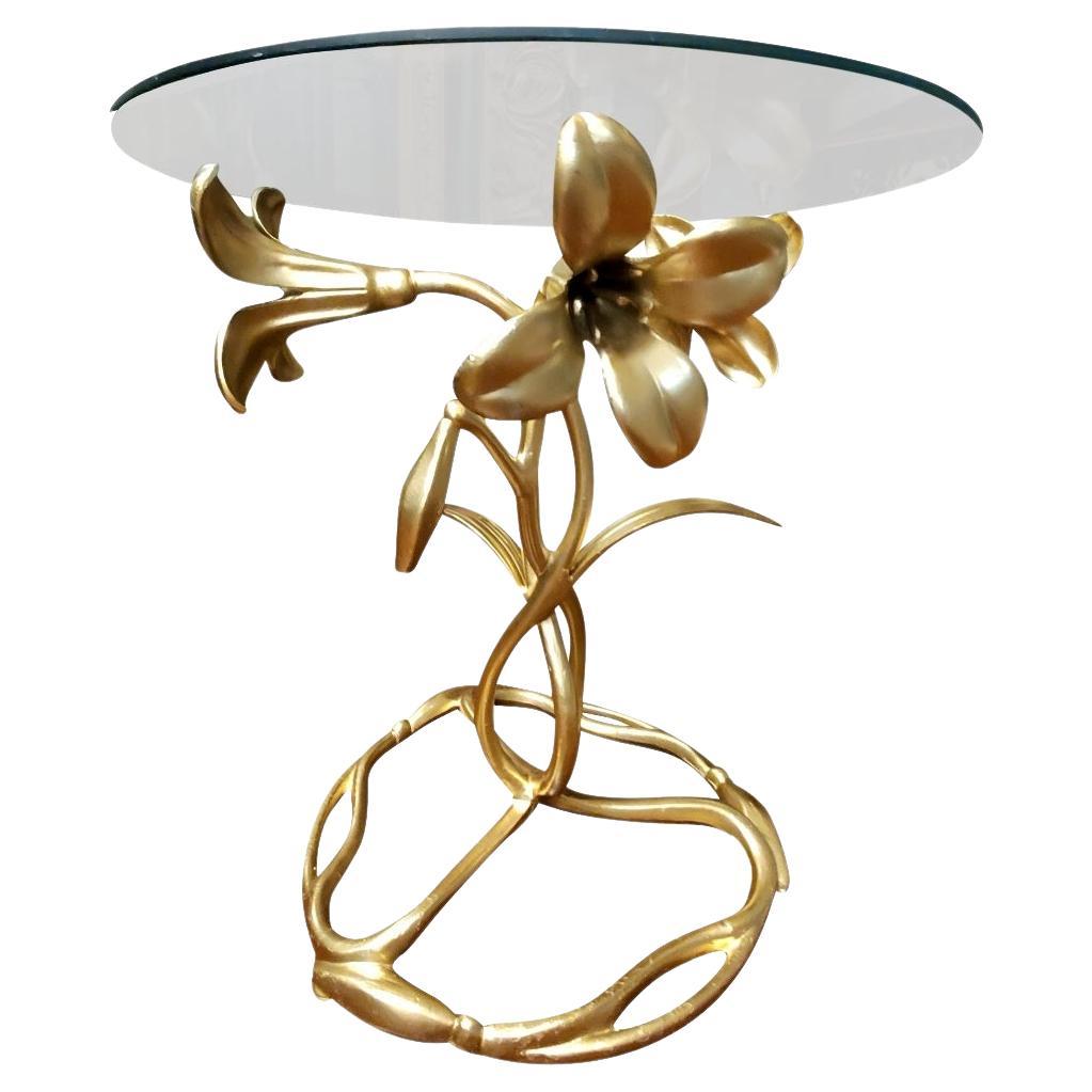 1960s Drexel Et Cetera Furniture Collection Gilded Lily Cigarette Table For Sale