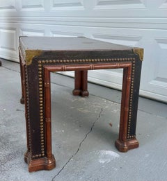 1960s Drexel Faux Bamboo Leather Wrapped Parsons Table