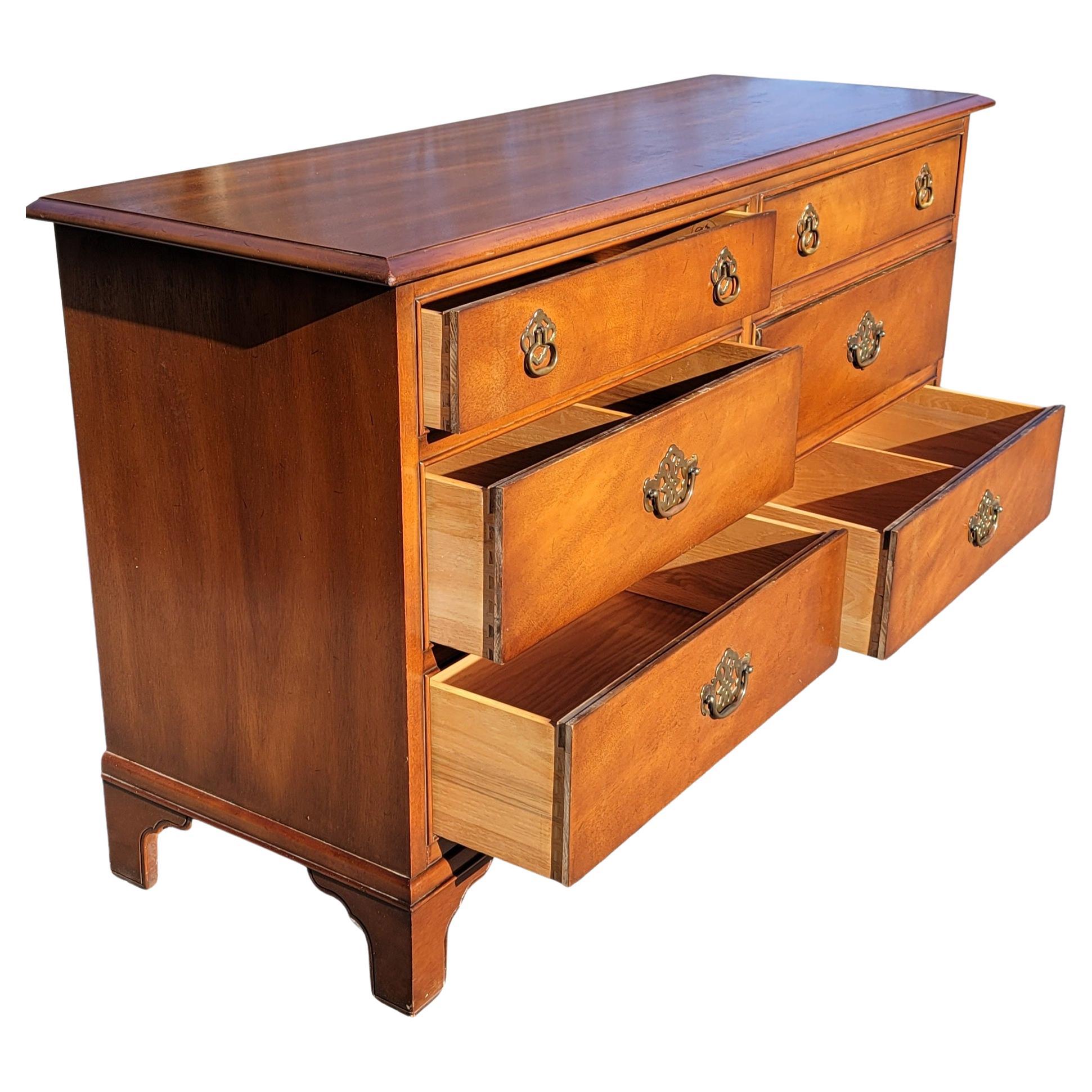 Woodwork 1960s Drexel Solid Genuine Mahogany Chippendale Double Dresser For Sale