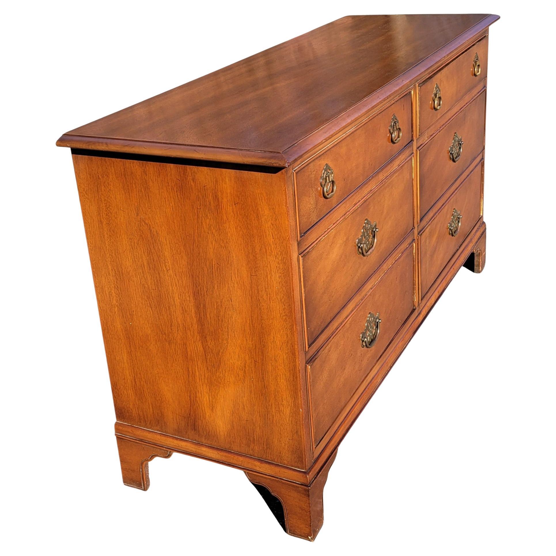 1960s Drexel Solid Genuine Mahogany Chippendale Double Dresser In Good Condition For Sale In Germantown, MD