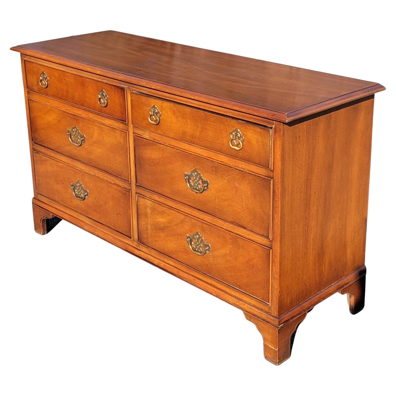 20th Century 1960s Drexel Solid Genuine Mahogany Chippendale Double Dresser For Sale