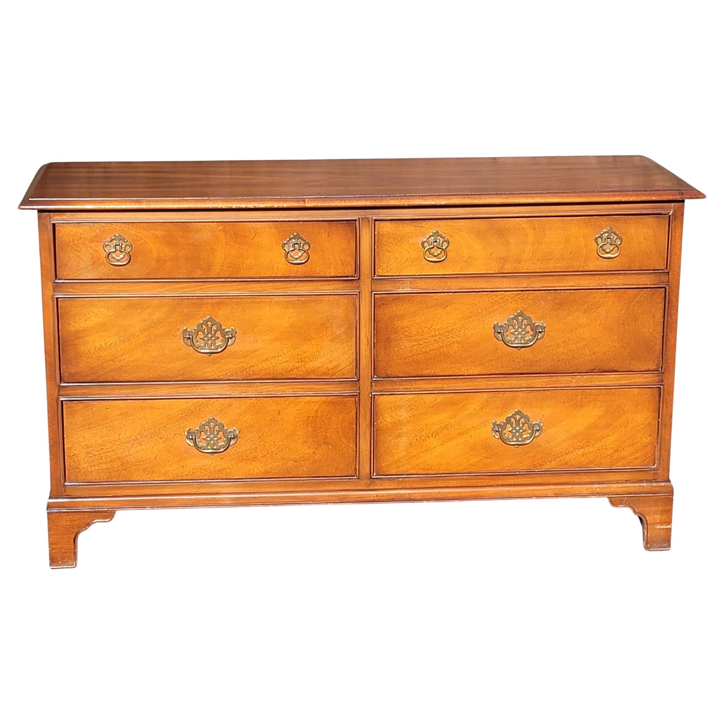 1960s Drexel Solid Genuine Mahogany Chippendale Double Dresser For Sale