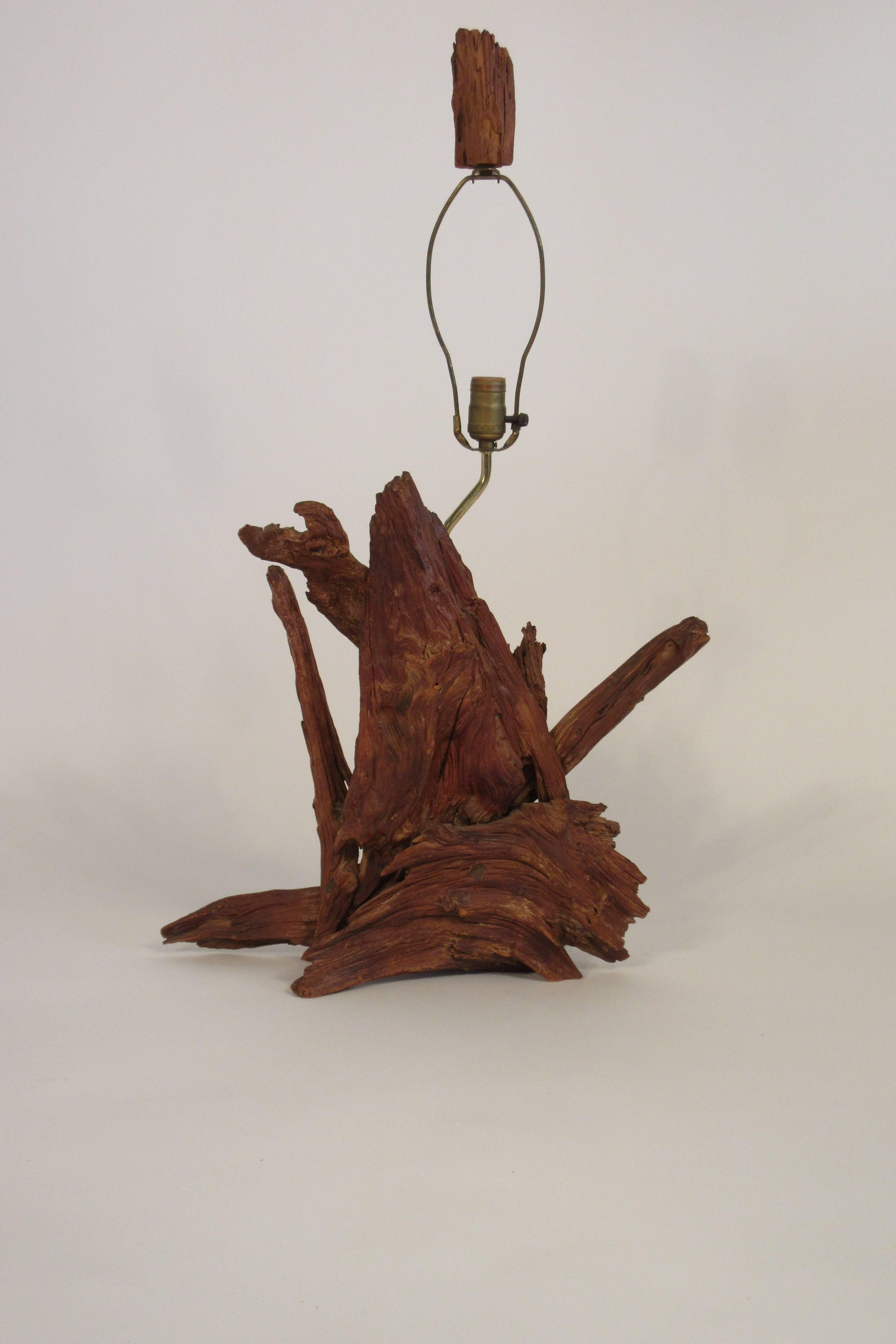 1960s Drift Wood Lamp with Final In Good Condition For Sale In Tarrytown, NY