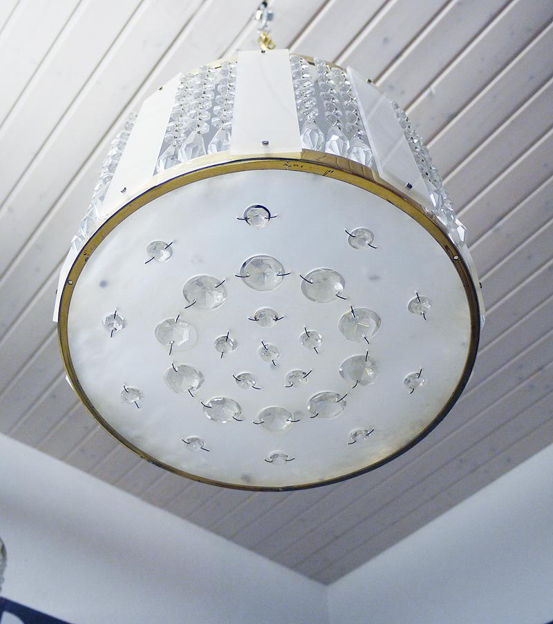 drum chandelier with crystals