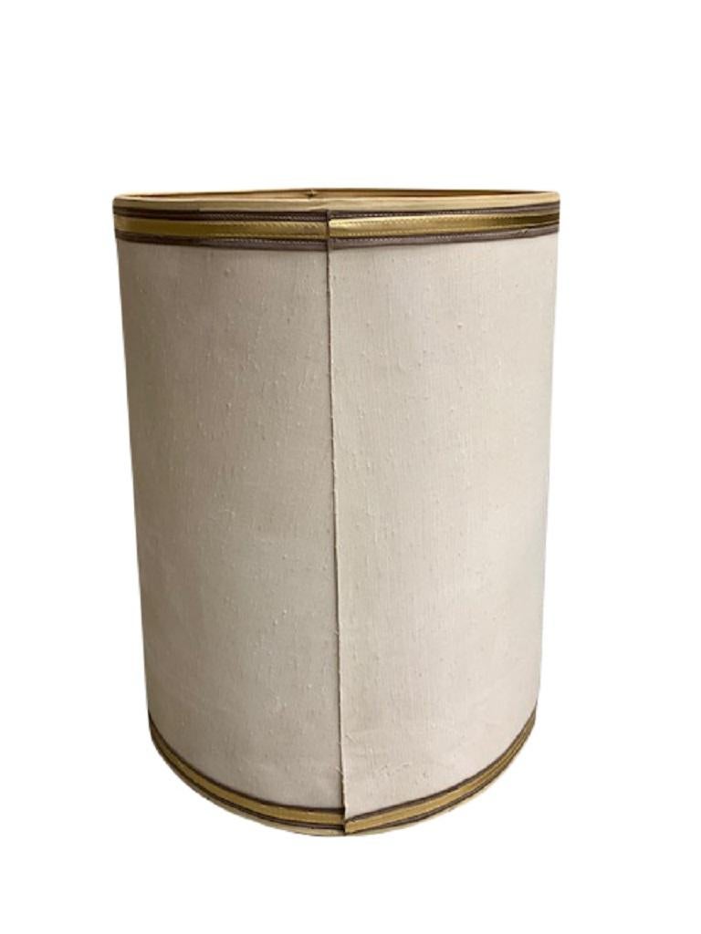 Mid-Century Modern 1960s Drum Lamp Shade with Gold Grosgrain Trim