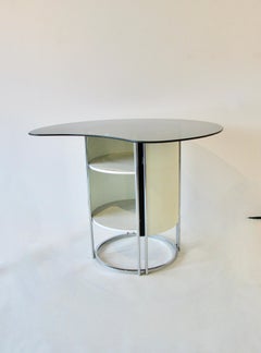 Bar des années 1960 attribuée à Giotto Stoppino avec quatre tabourets de bar à base chromée