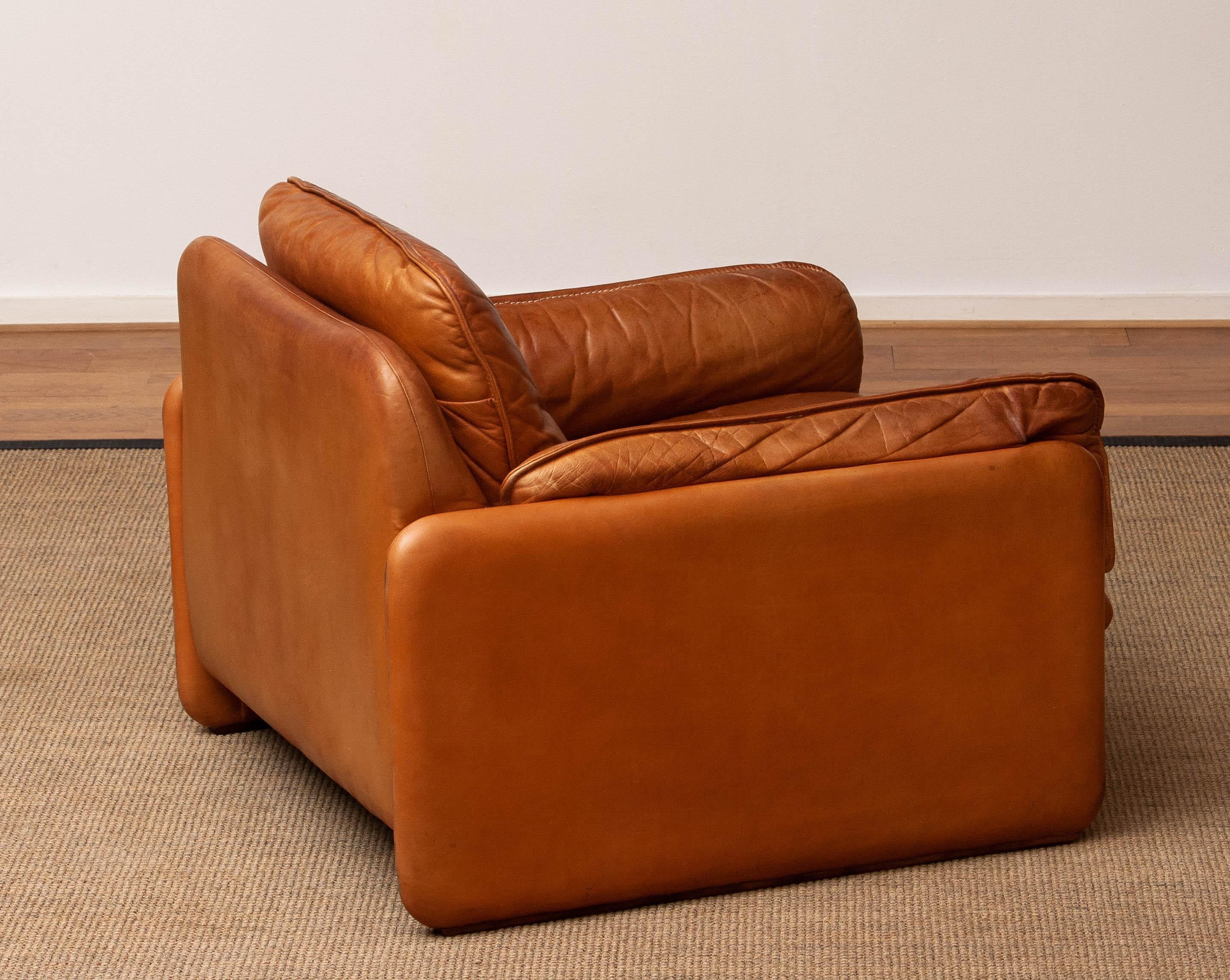 1960's DS-61 Cognac / Nature Color Leather Brutalist Lounge Chair by 'De Sede' 3