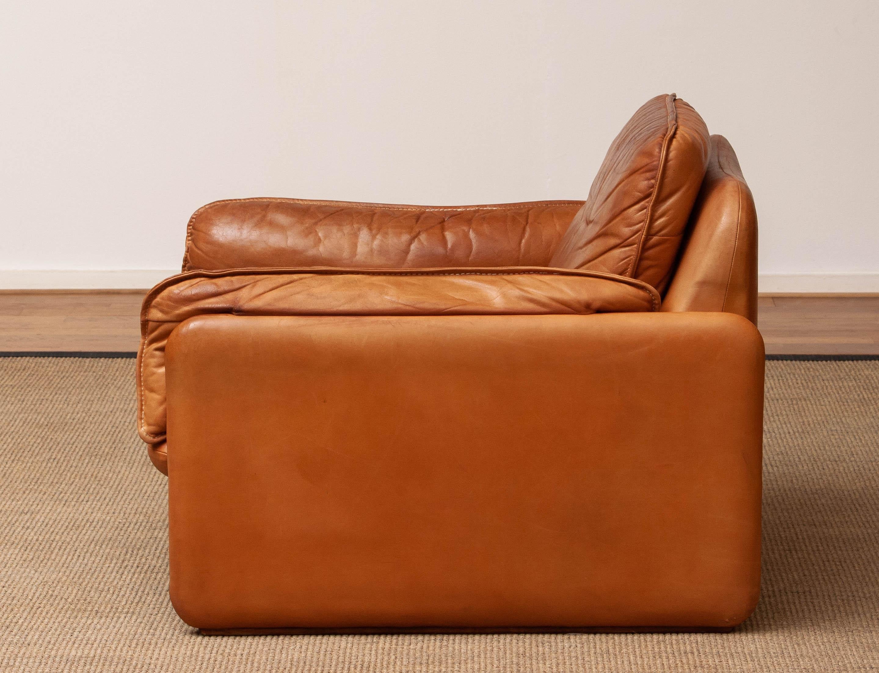 1960's DS-61 Cognac / Nature Color Leather Brutalist Lounge Chair by 'De Sede' 5