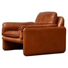 1960's DS-61 Cognac / Nature Color Leather Brutalist Lounge Chair by 'De Sede'