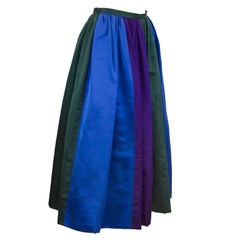 1960's Duchesse Satin Color Block Evening Skirt