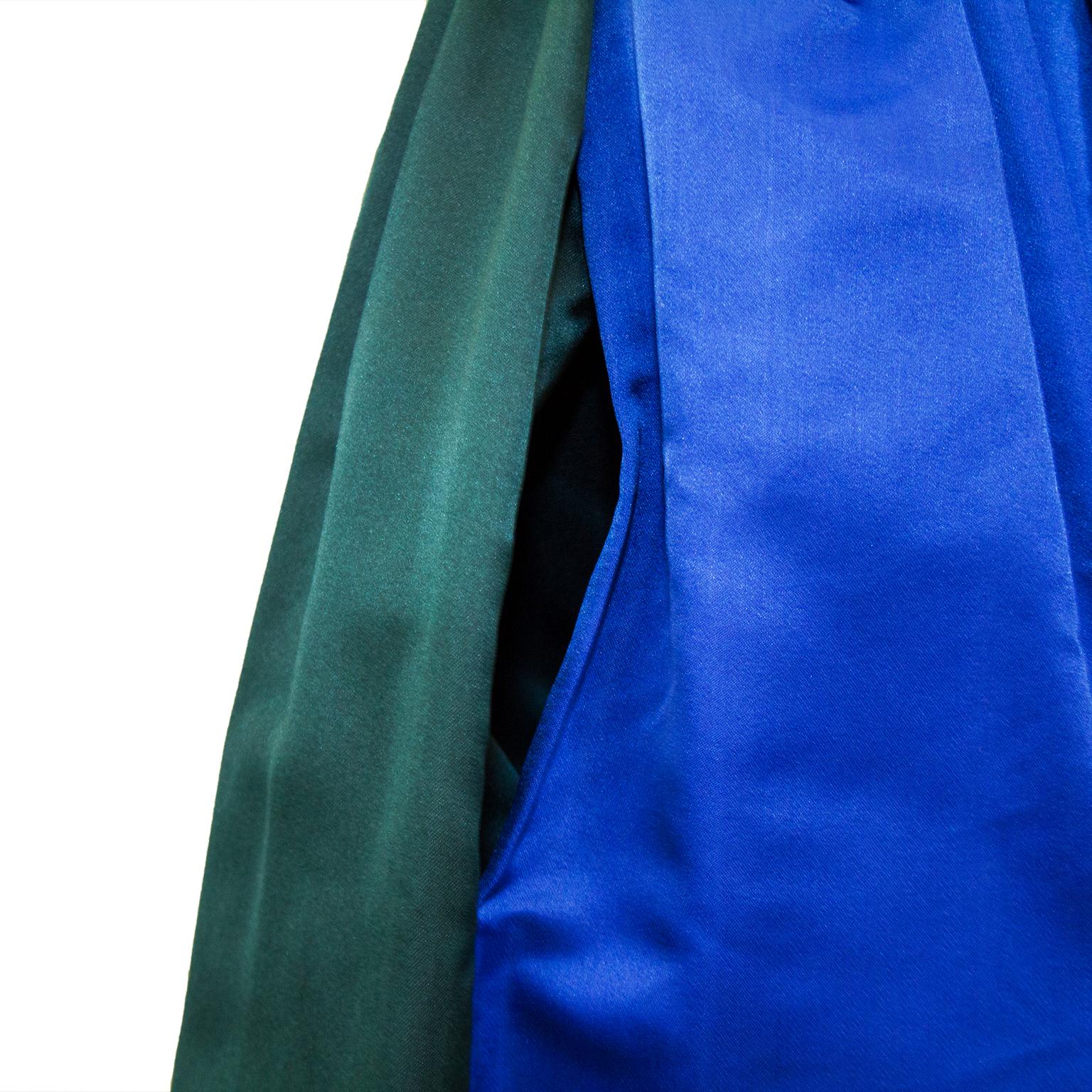 1960's Duchesse Satin Color Block Evening Skirt In Excellent Condition For Sale In Toronto, Ontario