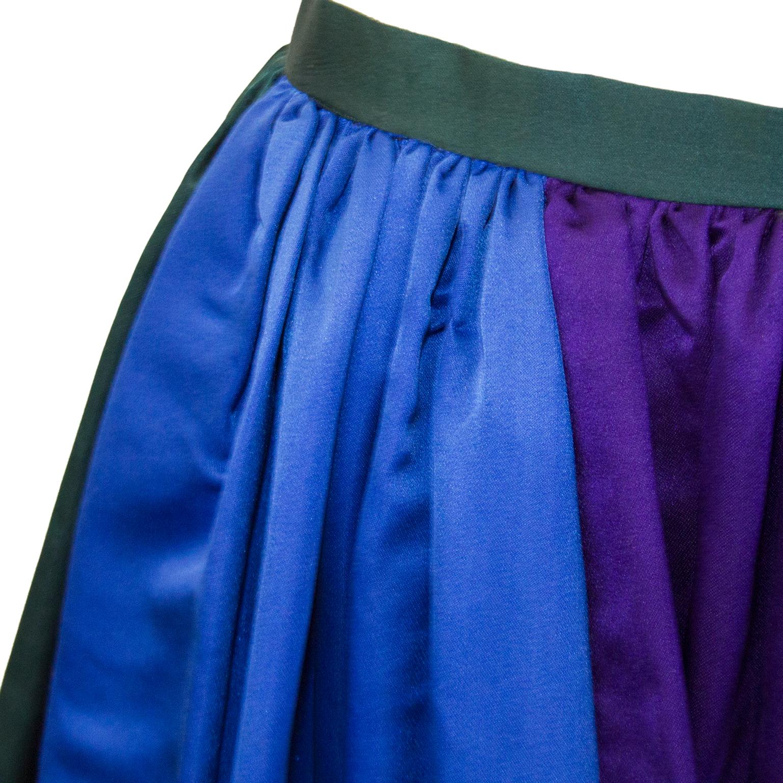 Women's 1960's Duchesse Satin Color Block Evening Skirt For Sale