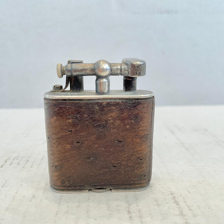 1960s Dunhill Lift Arm Ostrich Leather Lighter For Sale at 1stDibs