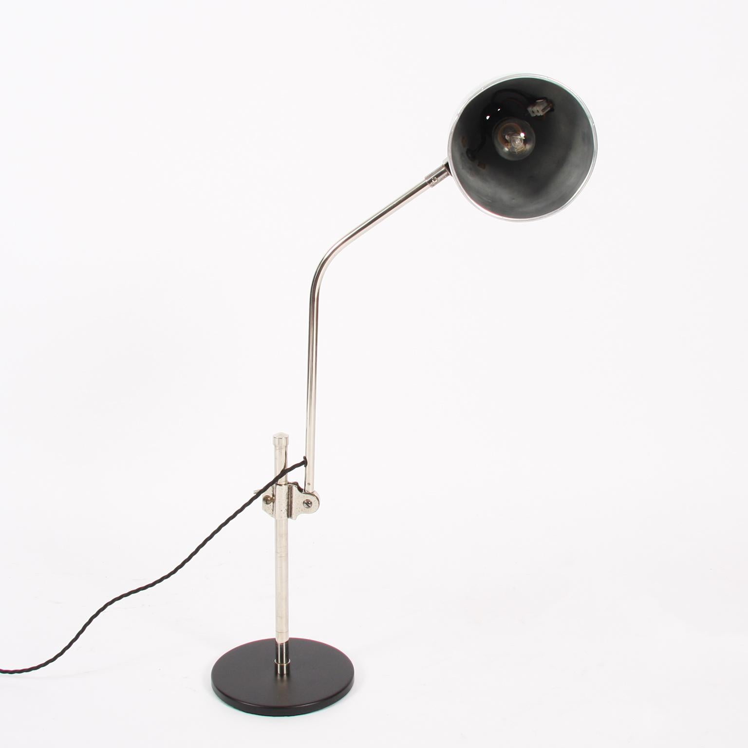 Mid-20th Century 1960s Dutch Aluminium Desk Lamp with Black Base For Sale