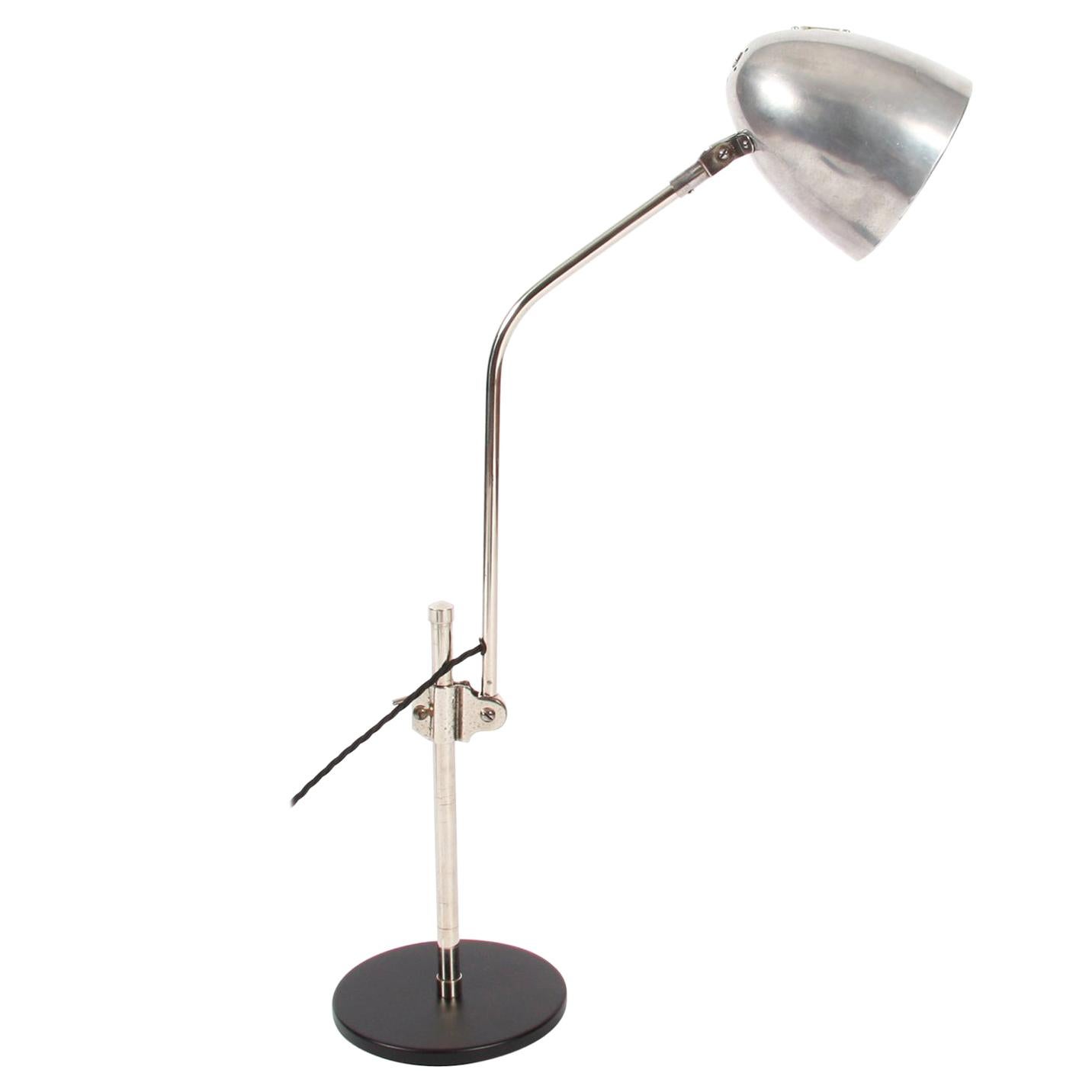 1960s Dutch Aluminium Desk Lamp with Black Base For Sale