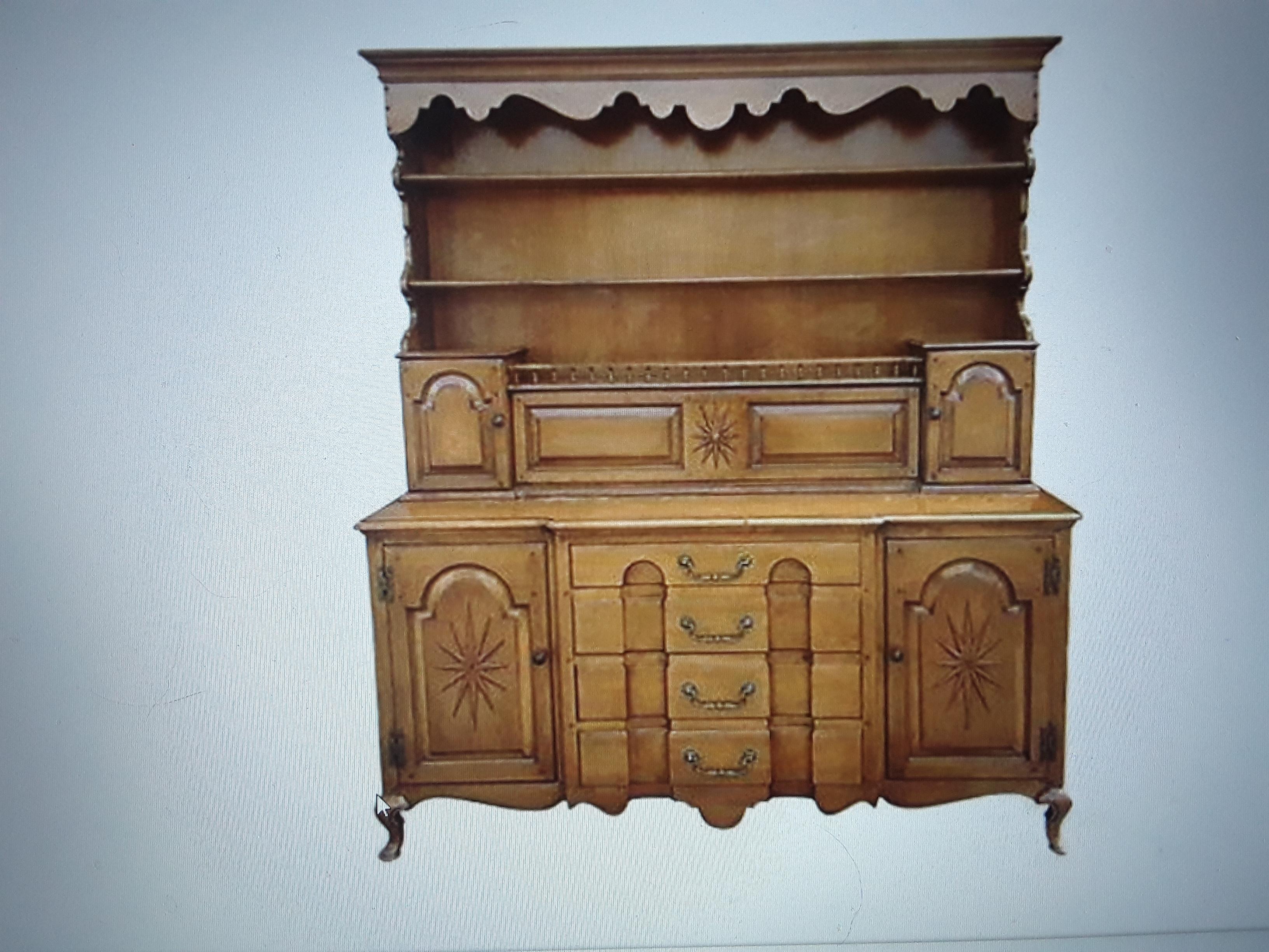 Wood 1960;s Dutch Colonial Breakfront Cabinet/ Cupboard For Sale