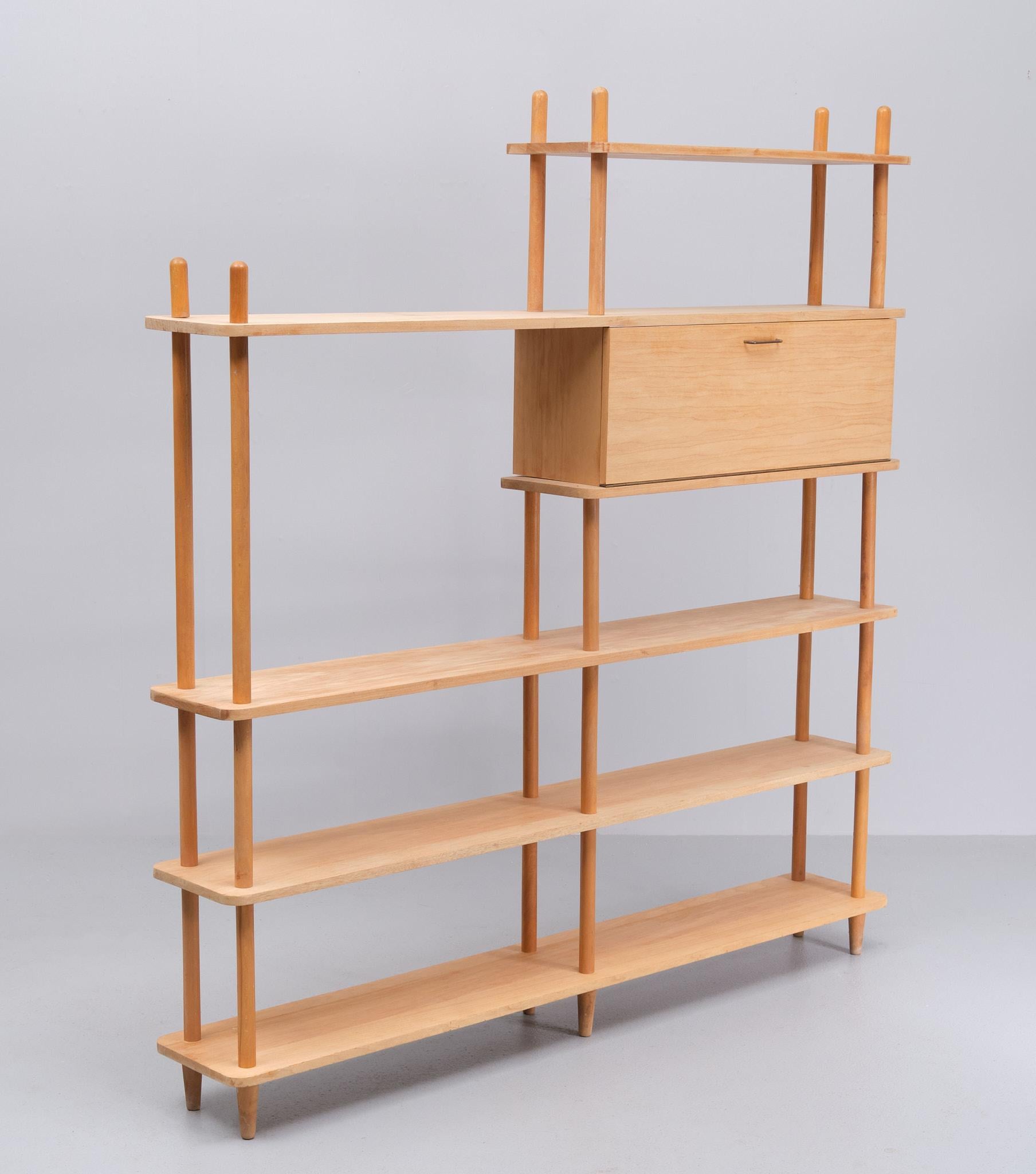 Mid-20th Century 1960s  Dutch design cabinet ‘Stokkenkast’ wall unit Willem Lutjens