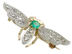 1960s Dutch Emerald and Diamond Yellow Gold Insect Brooch