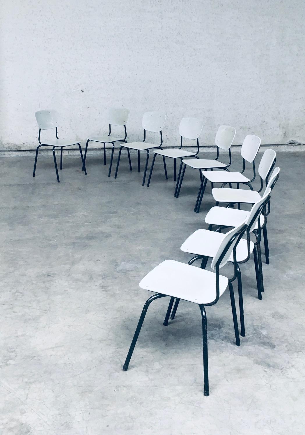1960's Dutch Industrial Design Stacking Chairs In Fair Condition For Sale In Oud-Turnhout, VAN