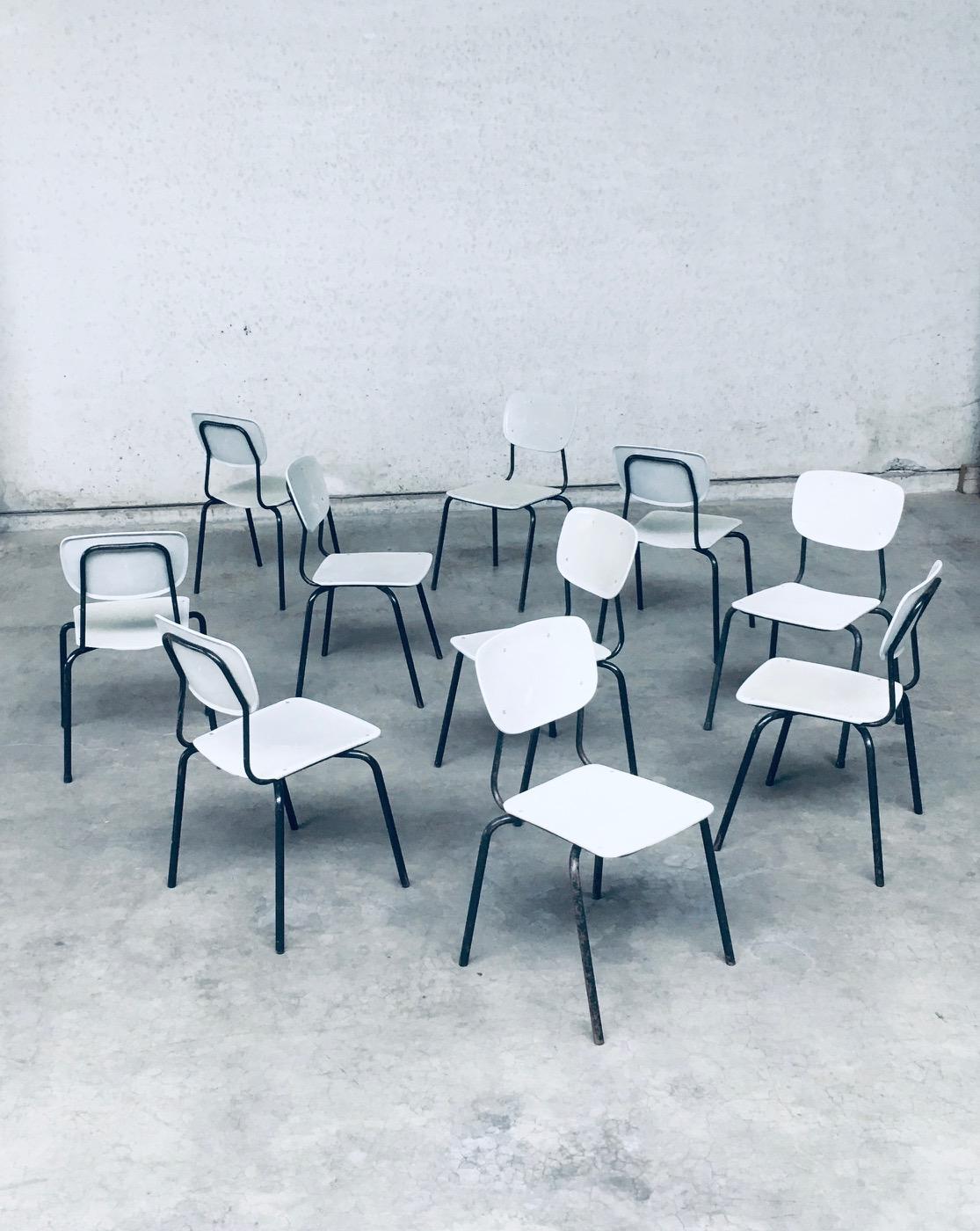 Metal 1960's Dutch Industrial Design Stacking Chairs For Sale
