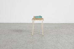 1960s Dutch Mid-Century Mategot-Style White Enameled Metal Stool