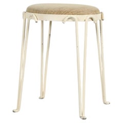 1960s Dutch Mid-Century Mategot-Style White Enameled Metal Stool