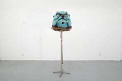 1960s Dutch Papier Mache Blue Bulldog Carnival Parade Head