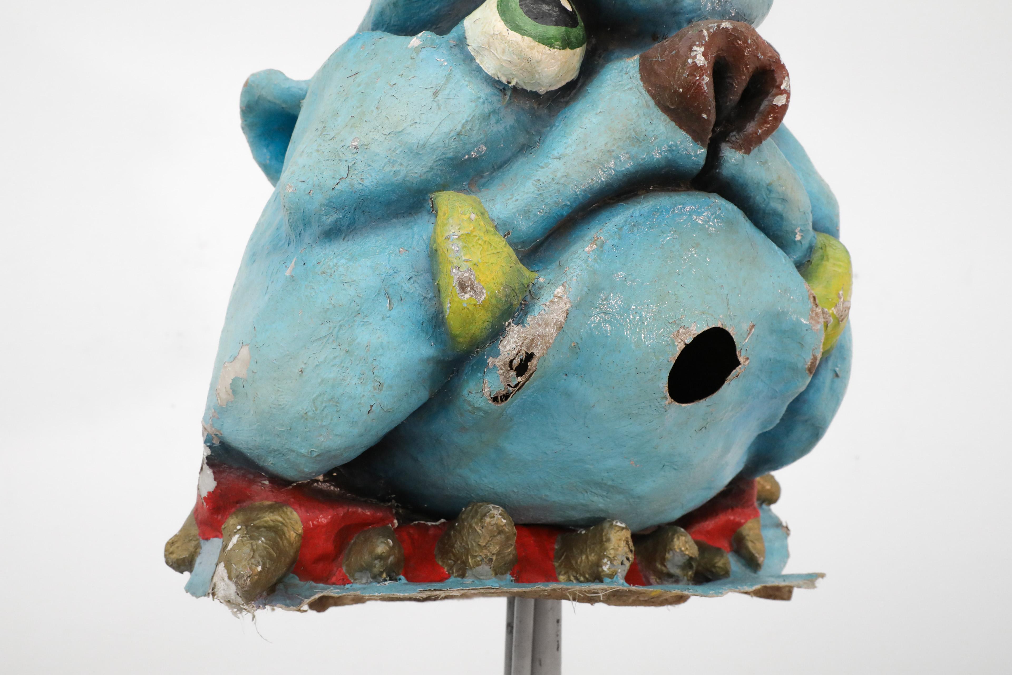 Carta 1960 Dutch Papier Mache Blue Bulldog Carnival Parade Head in vendita