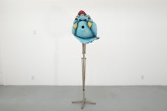 1960s Dutch Papier Mache Blue Monster Carnival Parade Head