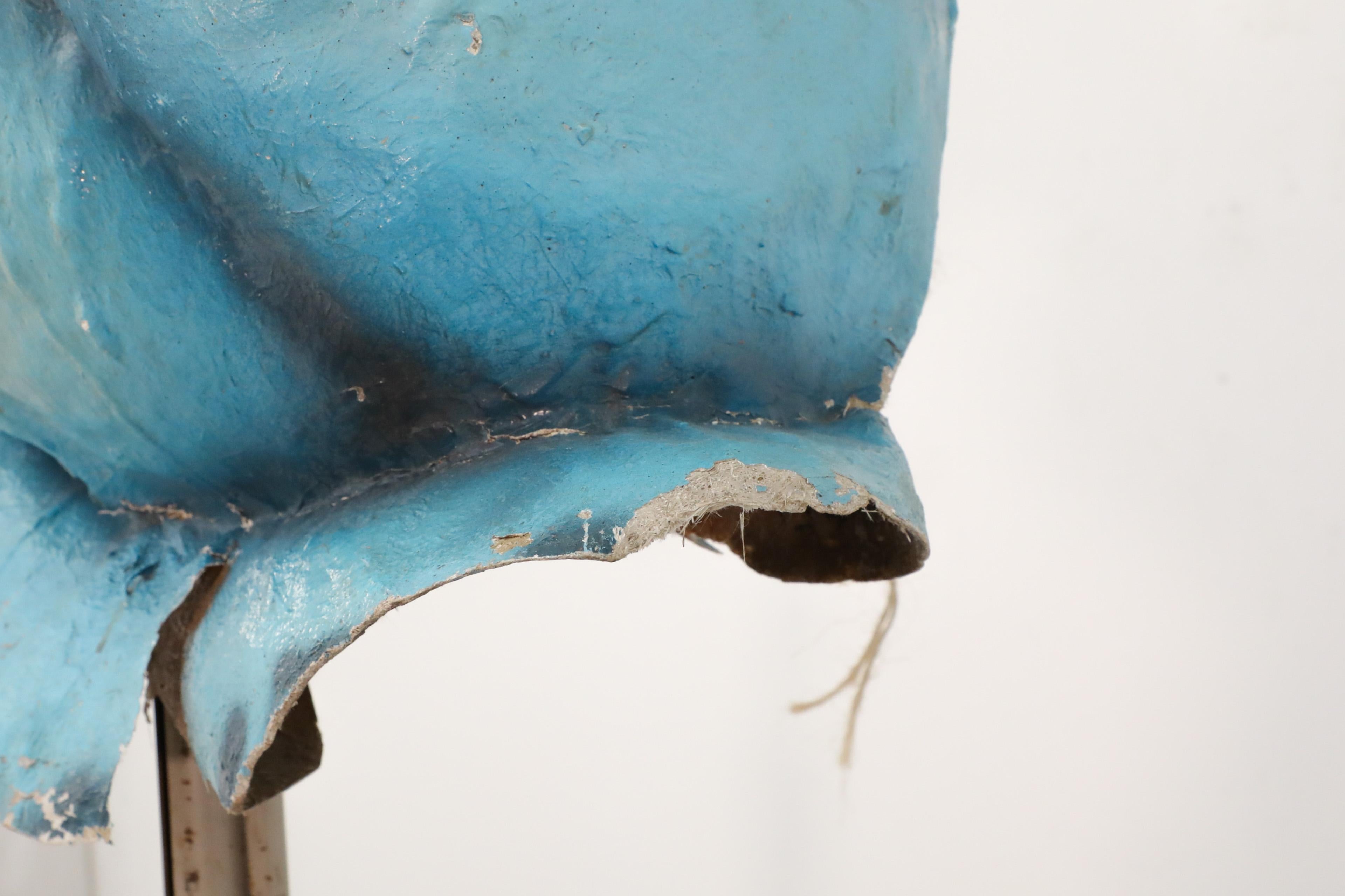 Paper 1960s Dutch Papier Mache Blue Monster Carnival Parade Head For Sale