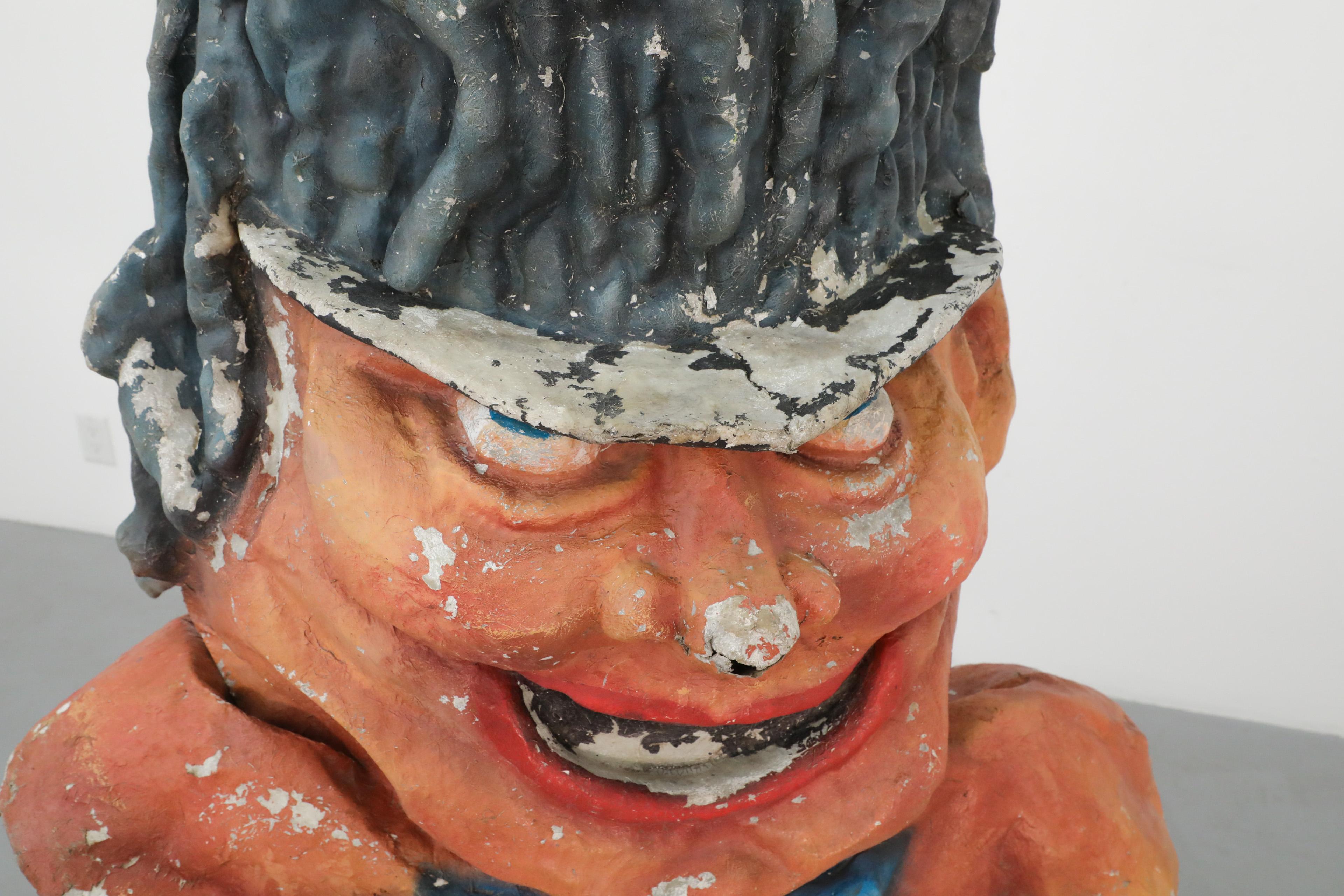 1960s Dutch Papier Mache Extra Large Jovial Rasta Woman Carnival Parade Head en vente 4