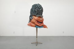 1960s Dutch Papier Mache Extra Large Jovial Rasta Woman Carnival Parade Head