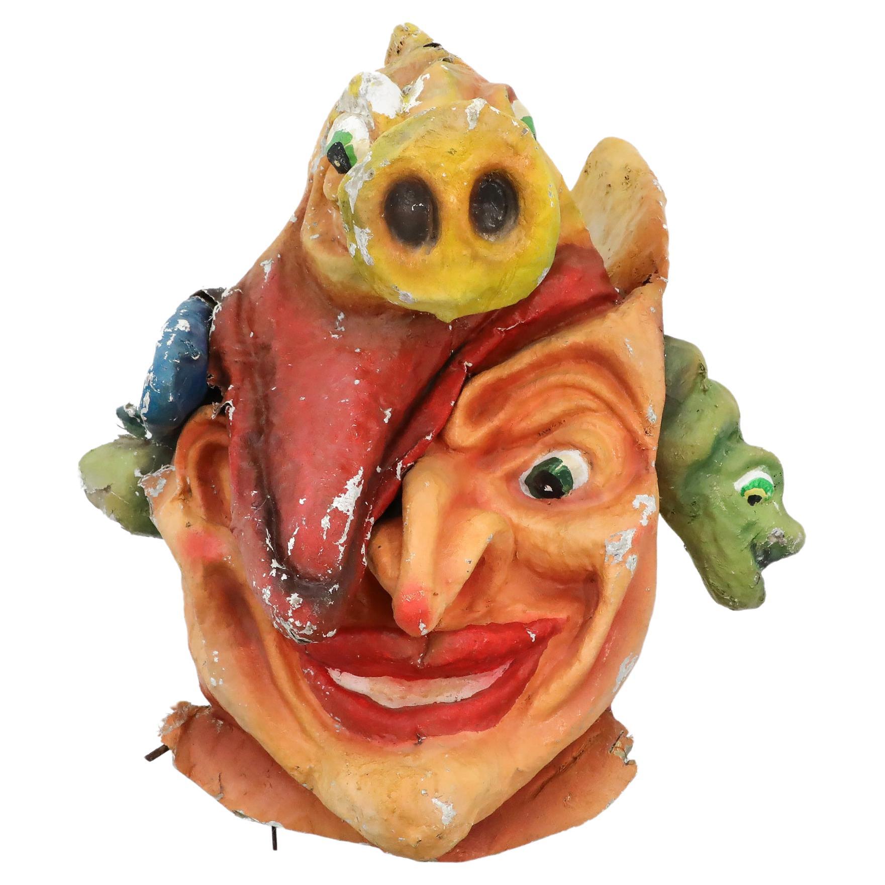 1960 Papier Mache olandese Extra Large Sea Devil Carnival Parade Head in vendita