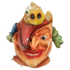 1960s Dutch Papier Mache Extra Large Sea Devil Carnival Parade Head