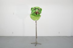 1960s Dutch Papier Mache Green Monster Carnival Parade Head