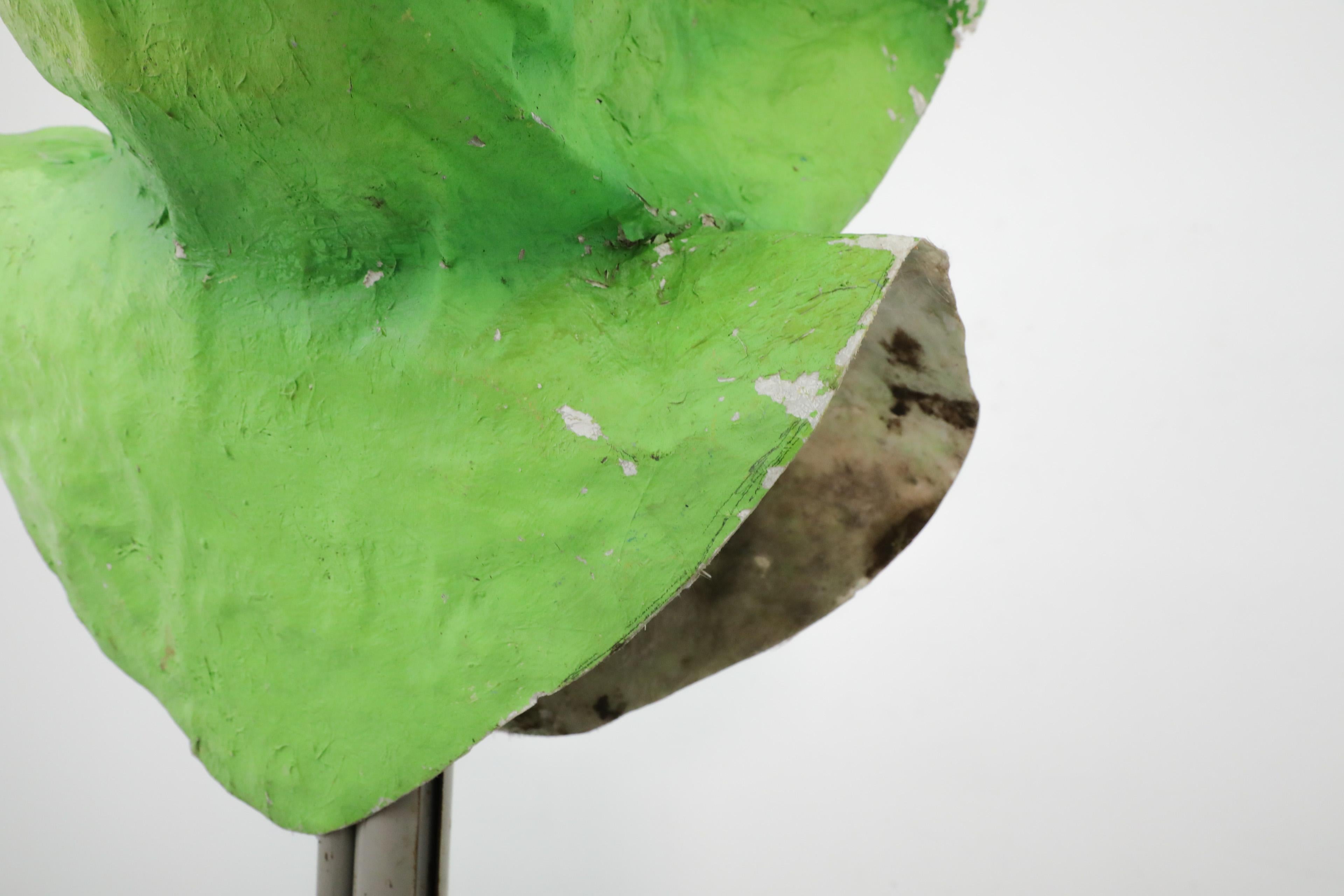 Mid-20th Century 1960s Dutch Papier Mache Green Monster with Pipe Carnival Parade Head For Sale