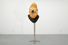 1960s Dutch Papier Mache Poodle Face Carnival Parade Head