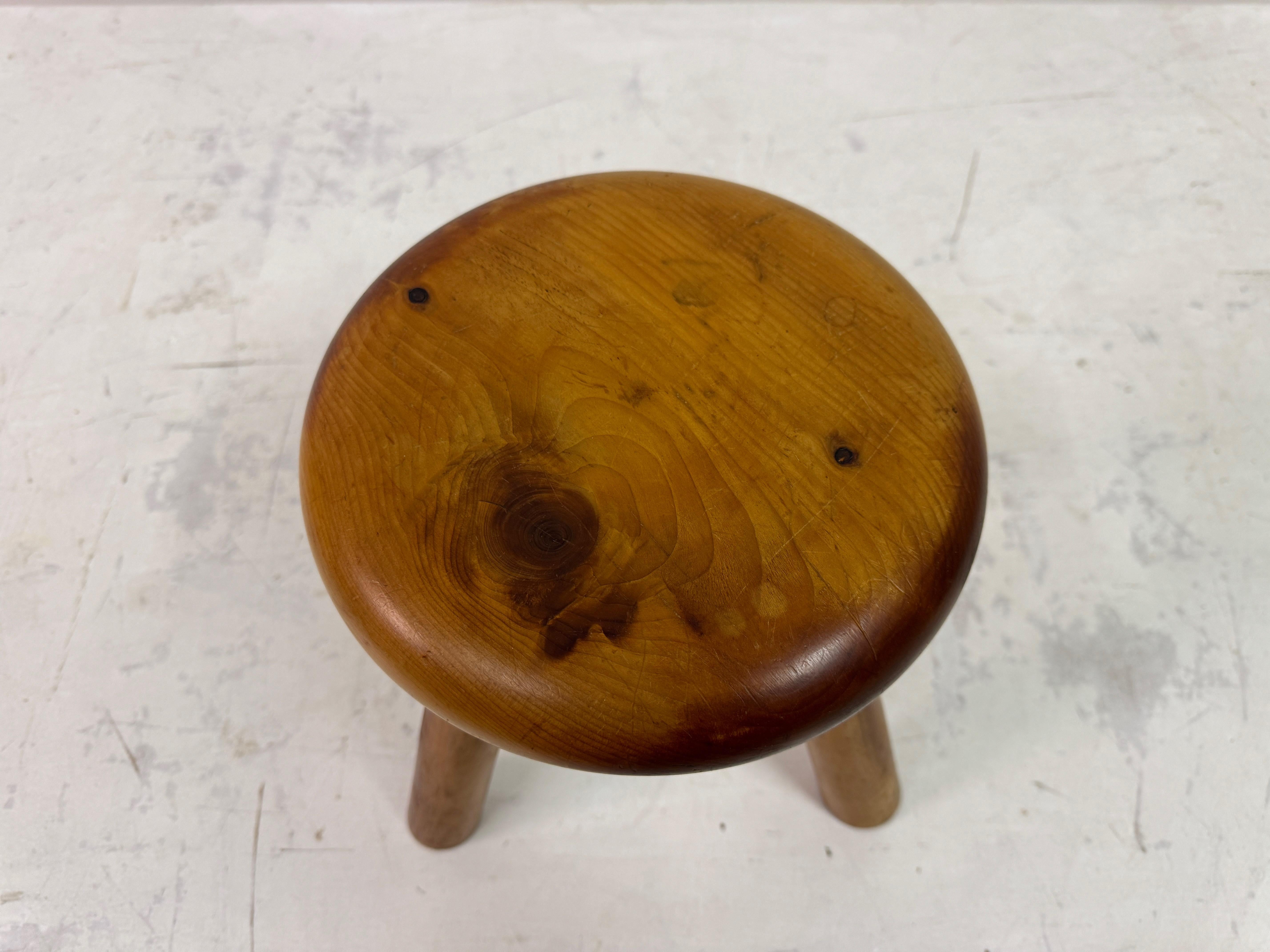 1960s Dutch Pine Stool For Sale 2