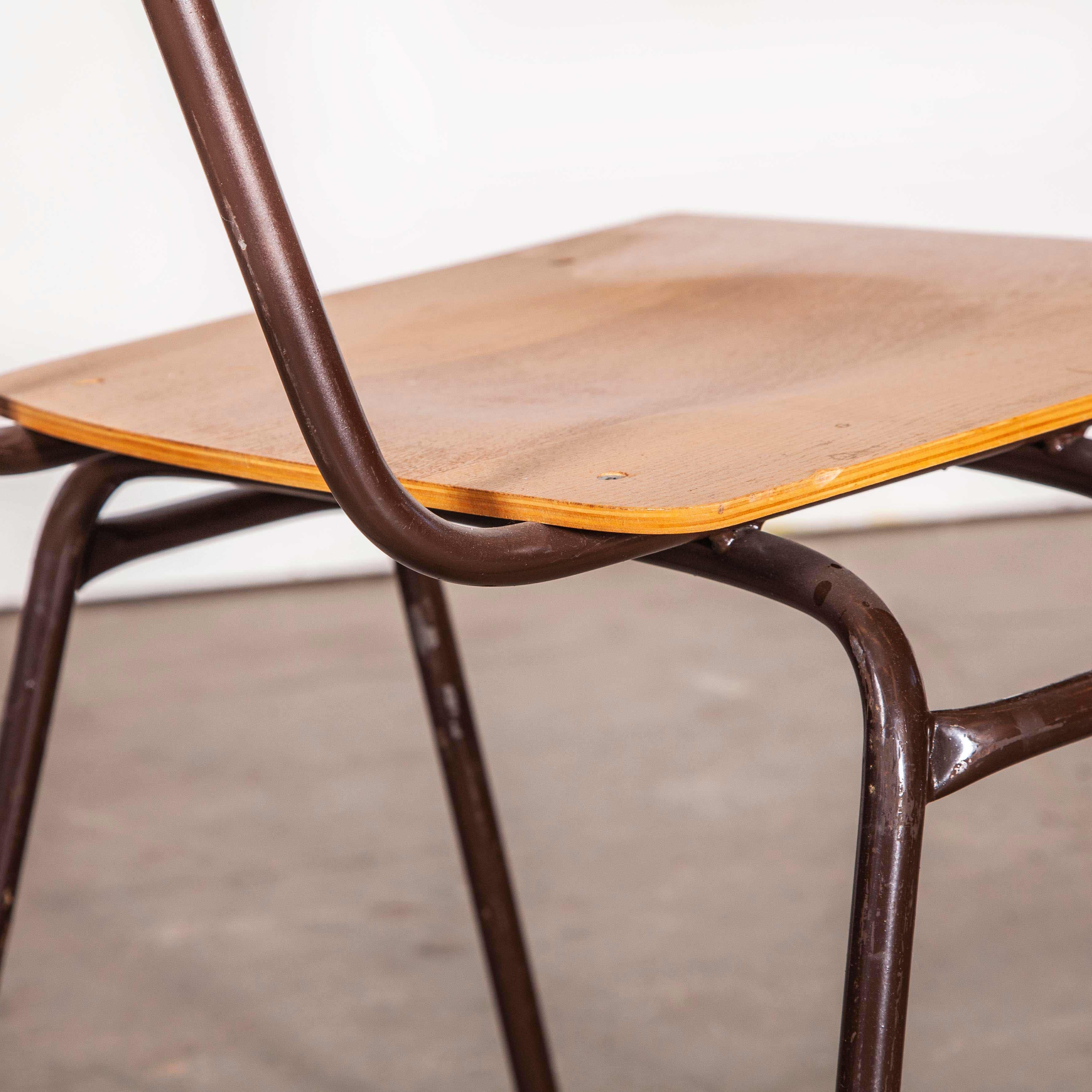 1960s Dutch Stacking Metal Frame University Dining, Café Chairs, Set of Six In Good Condition In Hook, Hampshire