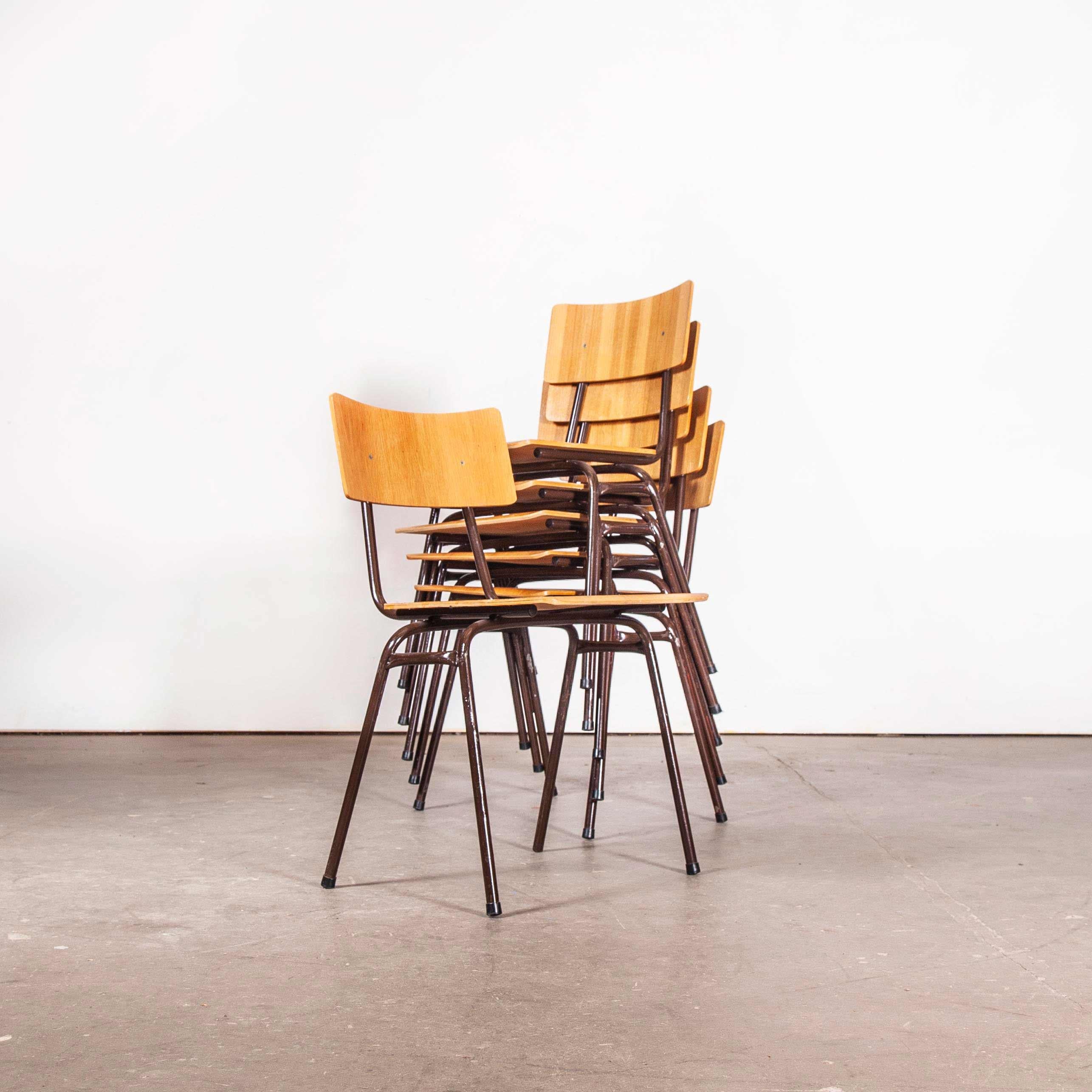1960s Dutch Stacking Metal Frame University Dining, Café Chairs, Set of Twelve In Good Condition In Hook, Hampshire