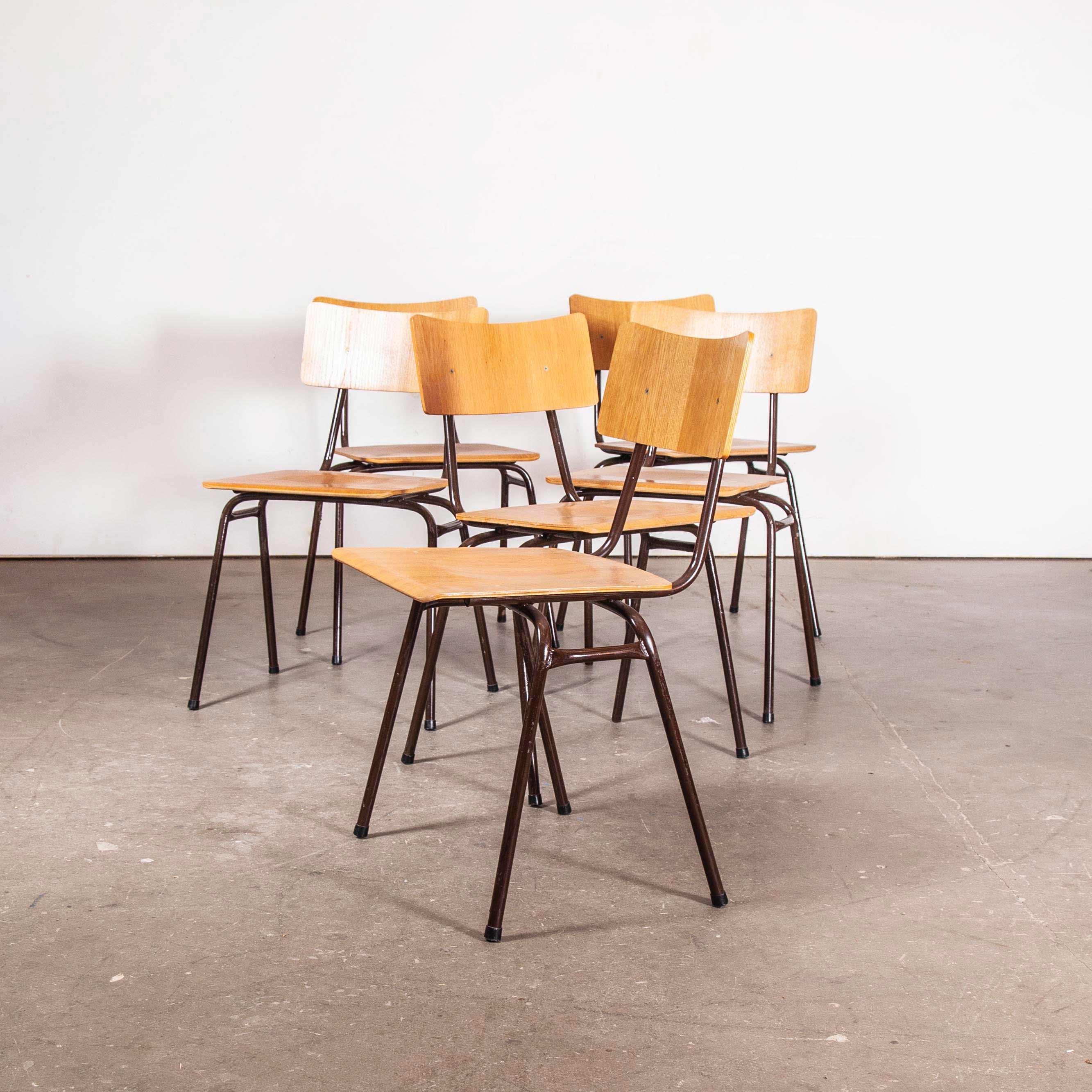 1960s Dutch Stacking Metal Frame University Dining, Café Chairs, Set of Twelve 2