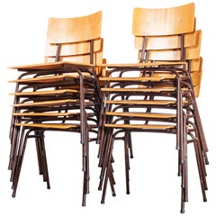 Retro 1960s Dutch Stacking Metal Frame University Dining, Café Chairs, Set of Twelve