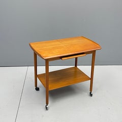 1960s Dyrlund Danish Teak Bar Cart Expandable Mid-Century