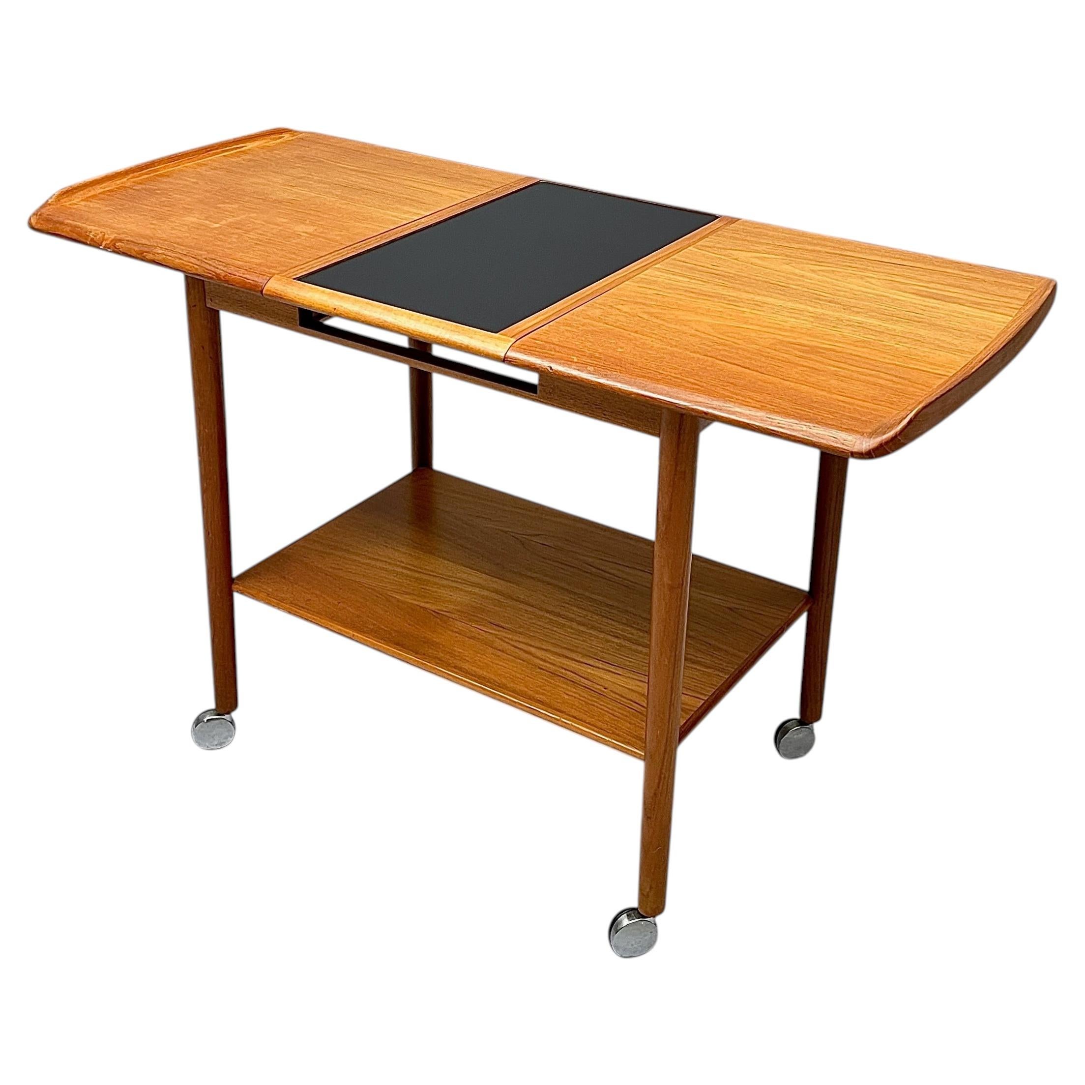 Carrito de bar danés de teca Dyrlund de los años 60, extensible, estilo de mediados de siglo en venta