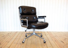 1960s Eames 3474 Time Life Executive Lobby Desk Chair Vitra ES104 Black Leather